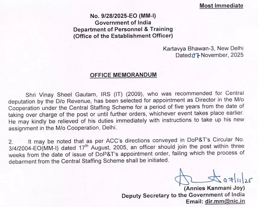 Central deputation IAS officers